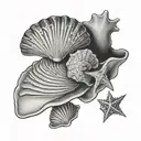 small cute sea shell tattoo design idea
