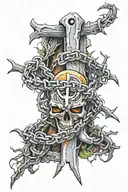 sudden death rune From tibia wrapped with barbed wire tattoo design idea