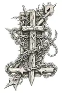 sudden death rune From tibia wrapped with barbed wire tattoo design idea