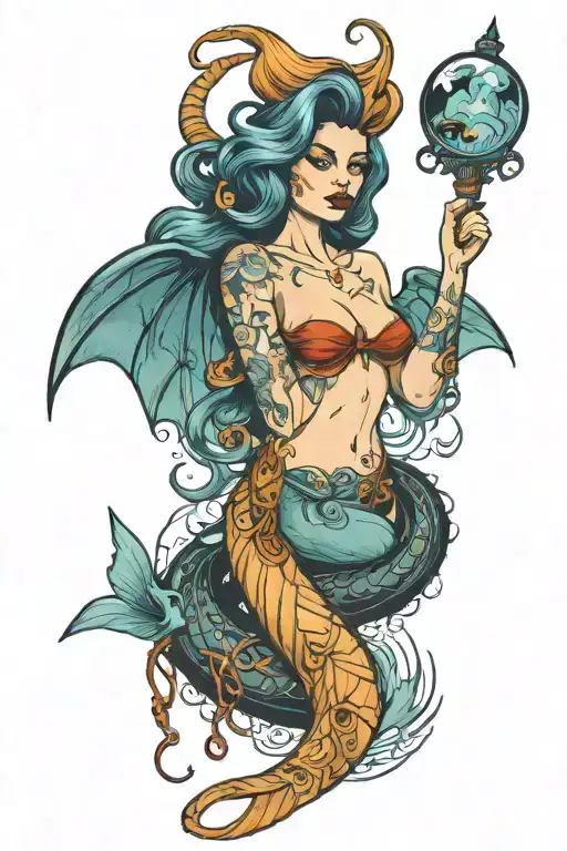 siren evil beautiful tattoo design idea