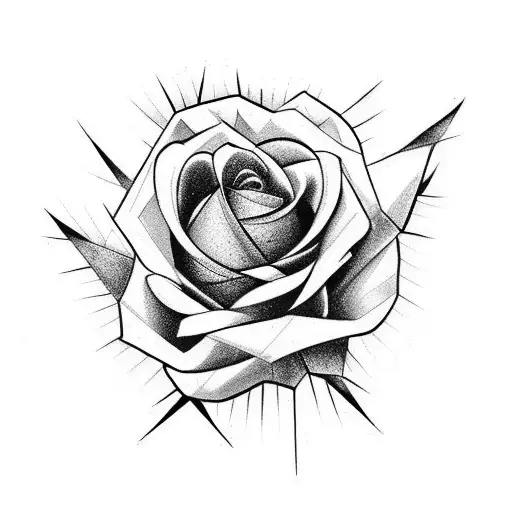 DARK Rose WITH THORNS tattoo design idea