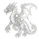 mechanical dragon warrior tattoo design idea