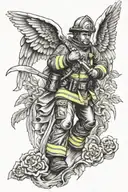 firefighter guardian angel protecting tattoo design idea