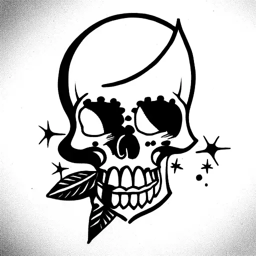 1998 with moon and skull tattoo design idea
