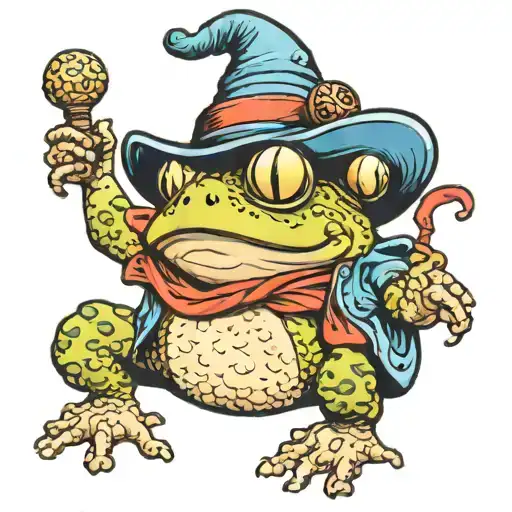 toad in wizard hat tattoo design idea