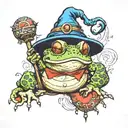 toad in wizard hat tattoo design idea