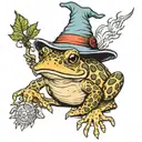 toad in wizard hat tattoo design idea