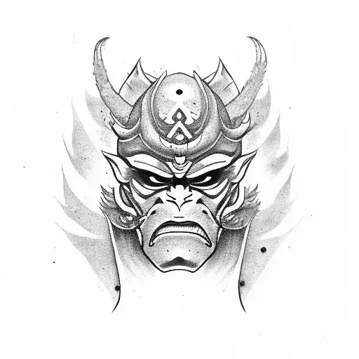 Oni mask with a joint  tattoo design idea