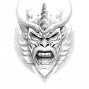 Oni mask with a joint  tattoo design idea