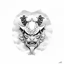 Oni mask with a joint  tattoo design idea
