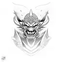 Oni mask with a joint  tattoo design idea