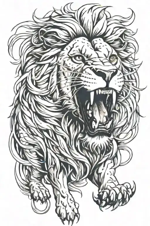 lion roaring tattoo design idea