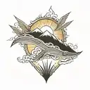 sunrise.  rectangle tattoo design idea