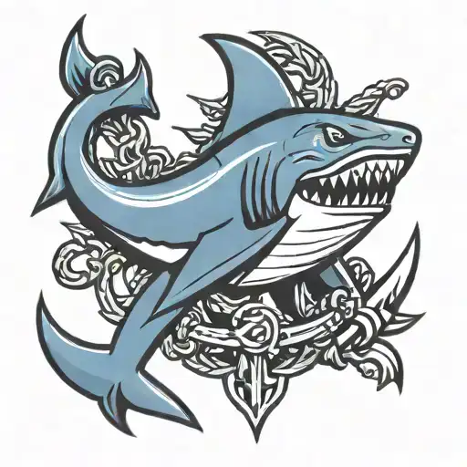 helm shark anchor tattoo design idea