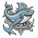 helm shark anchor tattoo design idea