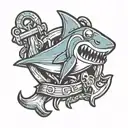 helm shark anchor tattoo design idea
