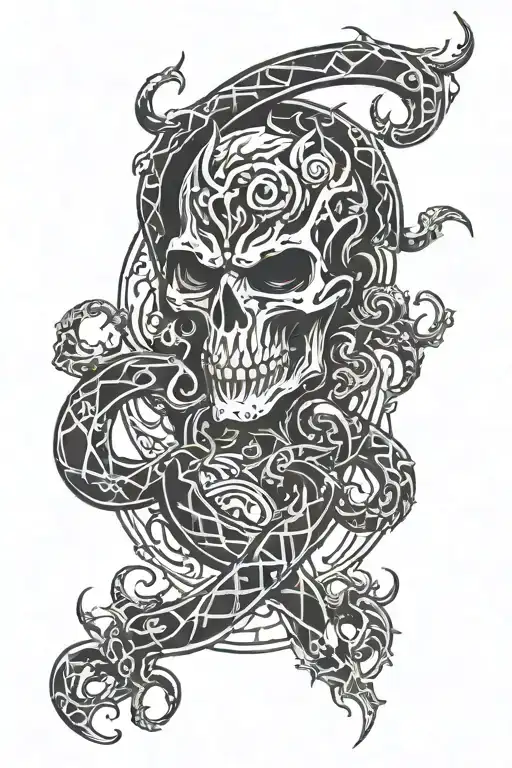 daemon, toxic logo combined tattoo design idea