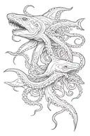 octopus and shark tattoo design idea