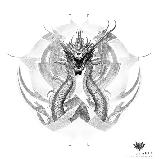 A sleek, futuristic dragon intertwined with circuitry, representing the client's love for both dragons and PC technology tattoo design idea