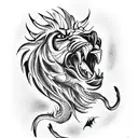 Lion with dragon claws, menacing tattoo design idea