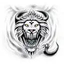 Lion with dragon claws, menacing tattoo design idea