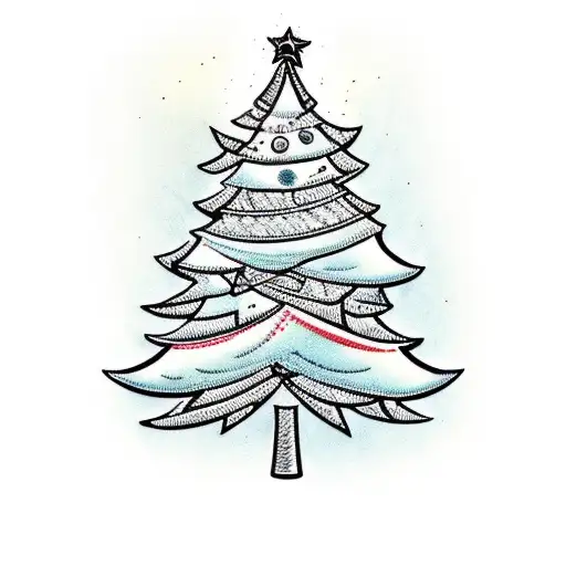 christmas tree with ornaments tattoo design idea