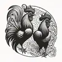 rooster fighting tattoo design idea