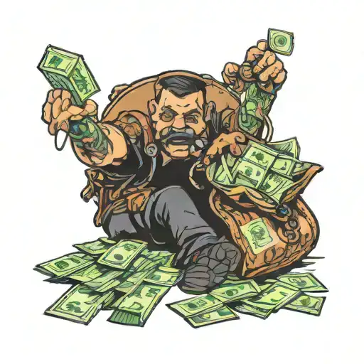 hustler counting money bag tattoo design idea