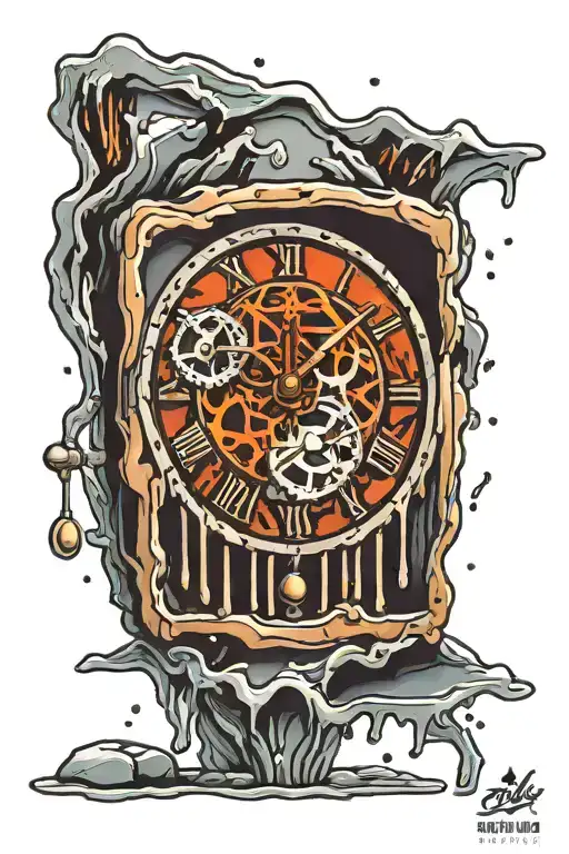 clock melting ice cube shaped cage with bars tattoo design idea