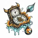 clock melting ice cube tattoo design idea