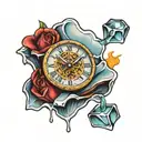 clock melting ice cube tattoo design idea