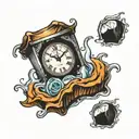 clock melting ice cube tattoo design idea