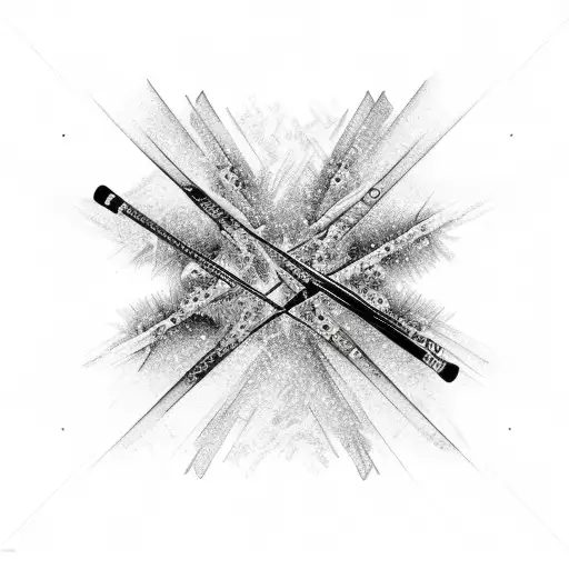 nordic skis crossed over each other to make an X tattoo design idea