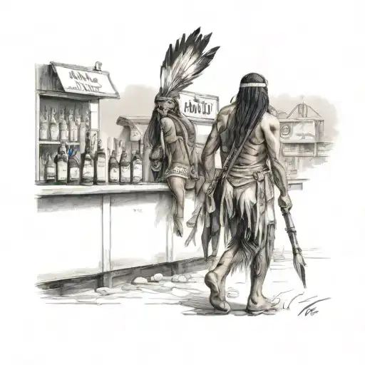 Native American walking into a bar uncle ed tattoo design idea