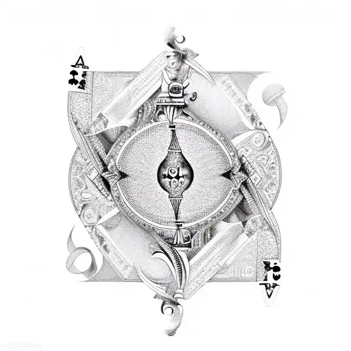 A surrealistic design combining playing cards and musical notes tattoo design idea