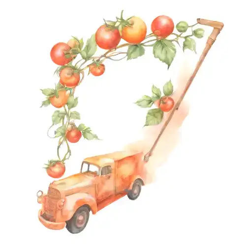 hunting, roses, truck driver, cherry tomatoes   tattoo design idea