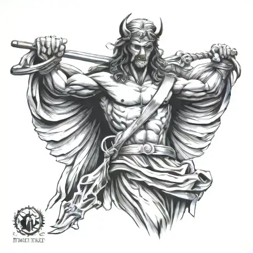 justice statue (metallica) tattoo design idea