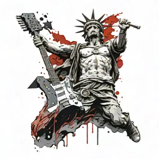 justice statue brocken tattoo design idea