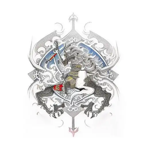 large-scale medieval battle of knights tattoo design idea