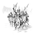 large-scale medieval battle of knights tattoo design idea