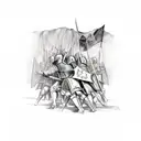 large-scale medieval battle of knights tattoo design idea