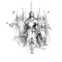 large-scale medieval battle of knights tattoo design idea