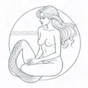 topless mermaid  tattoo design idea