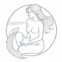topless mermaid  tattoo design idea
