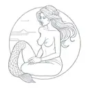 topless mermaid  tattoo design idea