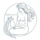 topless mermaid  tattoo design idea