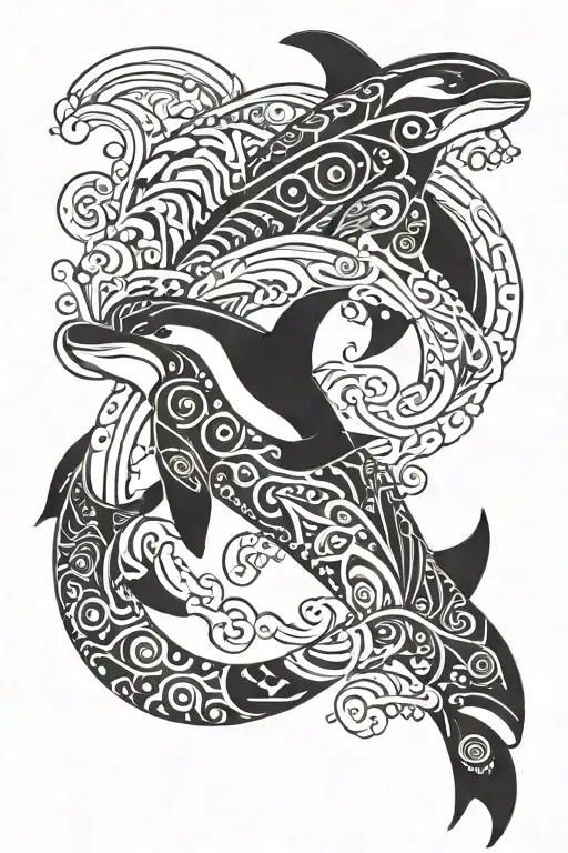 orca in waves maori design tattoo design idea
