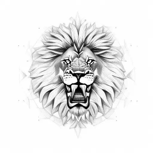 lion stopwatch in mouth tattoo design idea