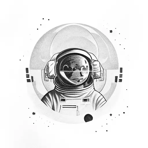 astronaut floating in space  tattoo design idea