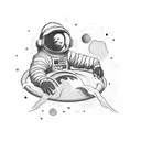 astronaut floating in space  tattoo design idea